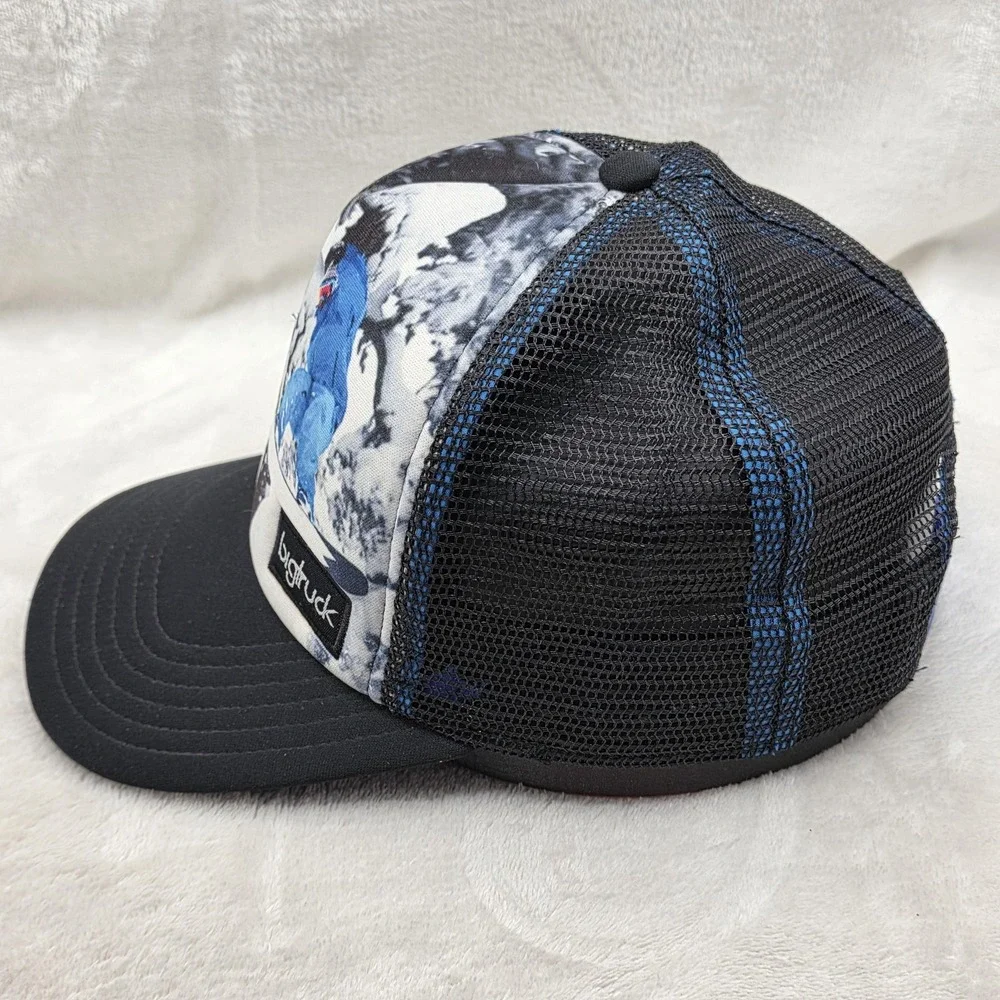 Bigtruck Snowboarder Hat Cap Snap Back Black Blue Mesh Trucker‎ Youth Graphic